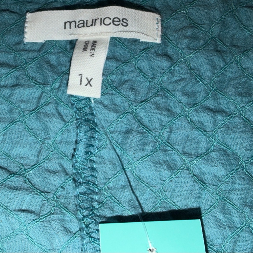 NWT Maurices 1X Teal Textured Long Sleeve Top, shirt, blouse cute - Picture 6 of 6
